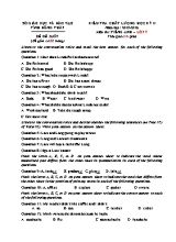 Đề đề xuất kiểm tra chất lượng học kỳ II môn Tiếng Anh Lớp 7 - Năm học 2015-2016 - Phòng GD & ĐT Cao Lãnh